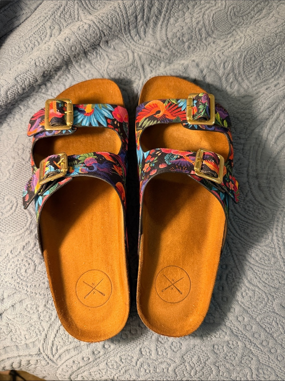 inkkas Multicolor Floral Slide Sandals — Black Footbed